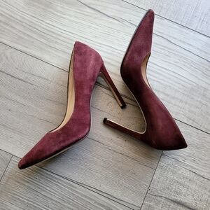 Nine West Burgundy Suede Pointed Toe Stilettos